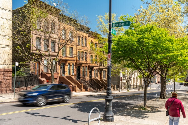 Explore Hamilton Heights, known for its historic homes and picturesque hilly streets.