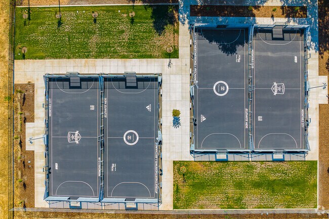 Concrete soccer courts wait patiently for the next game at Robertson Park in Oak Knoll.