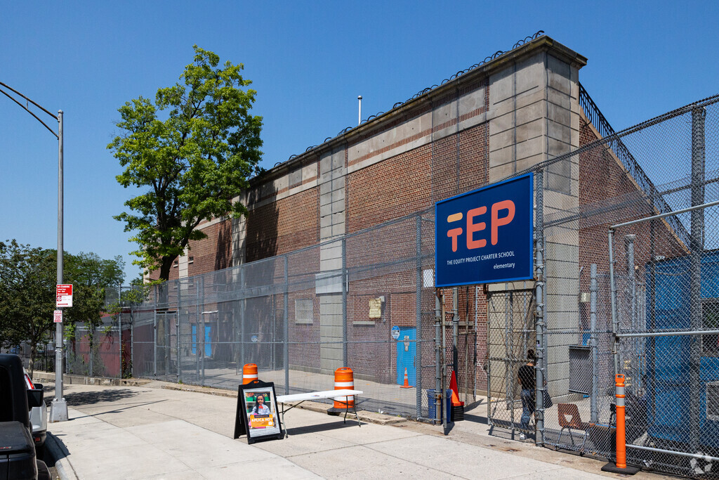 The Equity Project Elementary School sits at the crest of a hill in Fort George, New York.