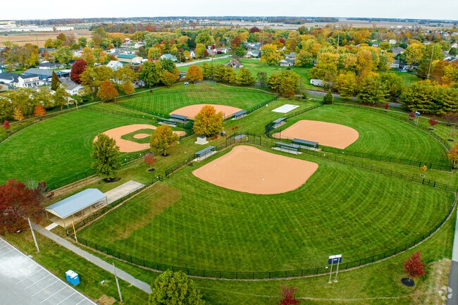 Scamahorn Park’s baseball diamonds host youth leagues and practices.