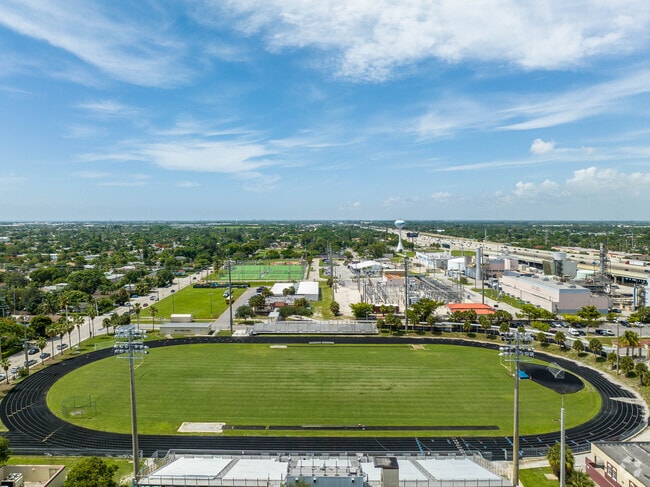 Lake Worth High School has a large football field.
