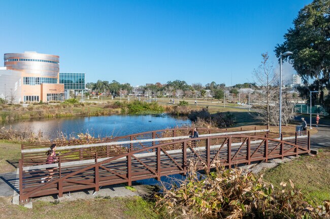 Depot Park near Porter's Community has paved walking paths with scenic views.