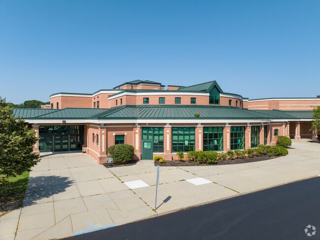 William Floyd Middle Schools front entrance is also where buses unload students in Moriches.