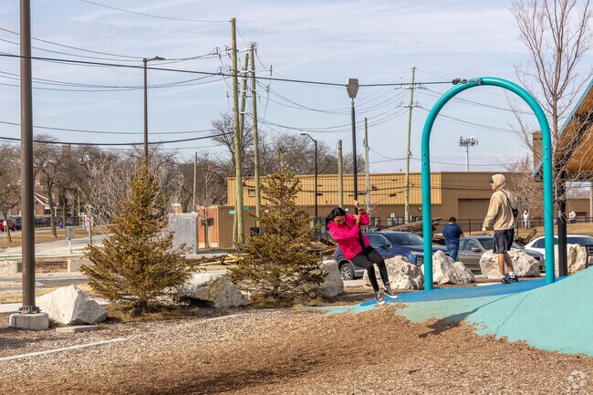 The playground at Riverside Park is outfitted with all the latest playground equipment for all ages.