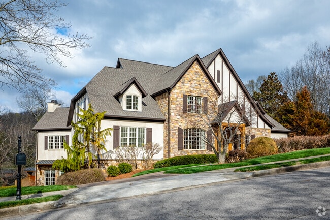 Large Tudor style homes are peppered throughout the Oak Hill area of Nashville.