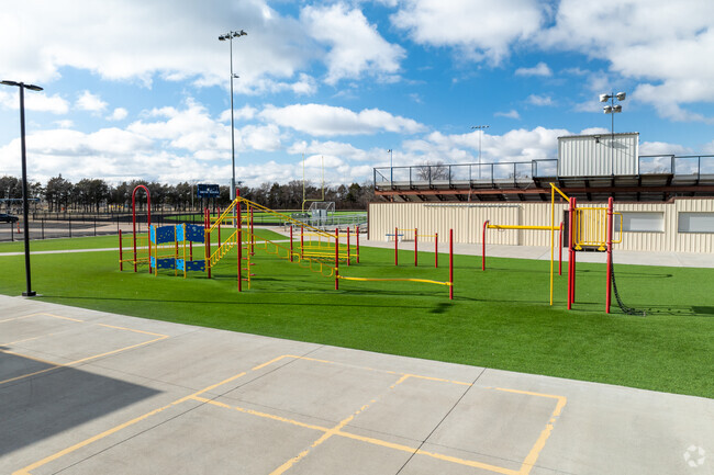 Kids can climb on the playground at Challenger Intermediate School.