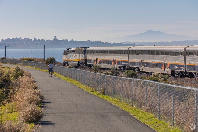 The ACE Train regularly passes by along the shore.