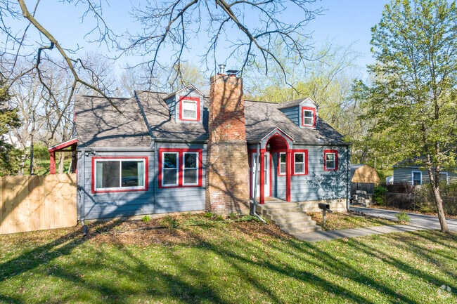 Colorful Homes with Brick Chimneys in the Hickman Mills Neighborhood