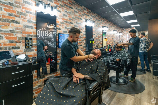 A neighborhood barbershop serves Deerfield West residents.