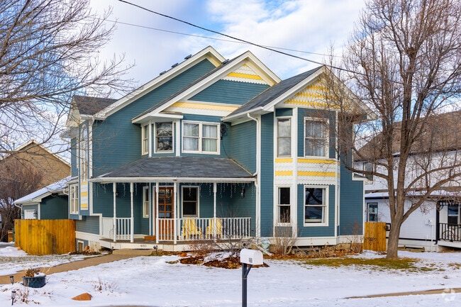 Classic victorian homes with brighlty-colored facades dot the downtown Berthoud area.