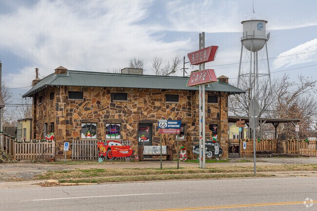 The Rock Cafe off of Rt. 66 in Stroud is a must see for tourists but the locals love it too.