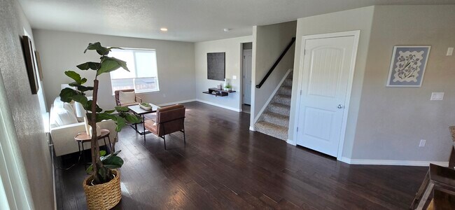 Living room, stairs up and down