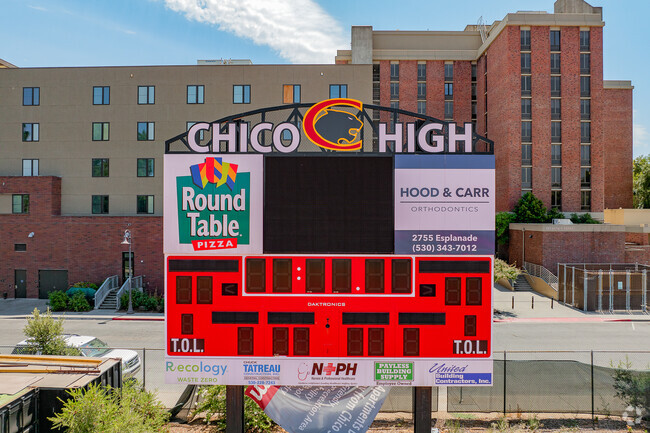 Scoreboard helps keep the audience of Chico High Panther games up to speed on the score.