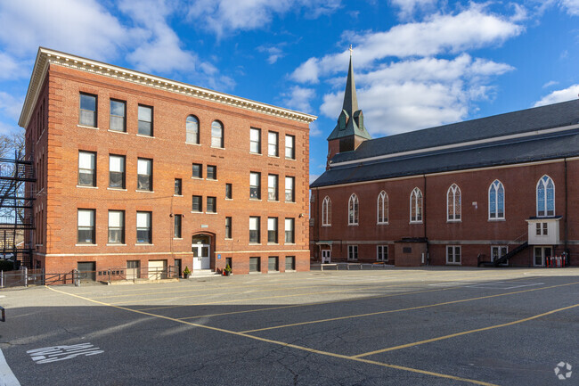 The backside of the St. Charles Elementary School in Woburn, MA.