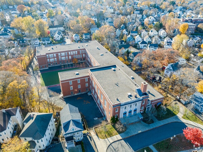 Washington Irving Middle School in the middle of the Roslindale neighborhood.