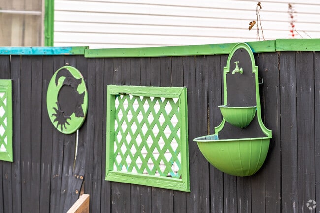 Lawn ornaments and colorful home decor are common sights in Baden, Saint Louis.