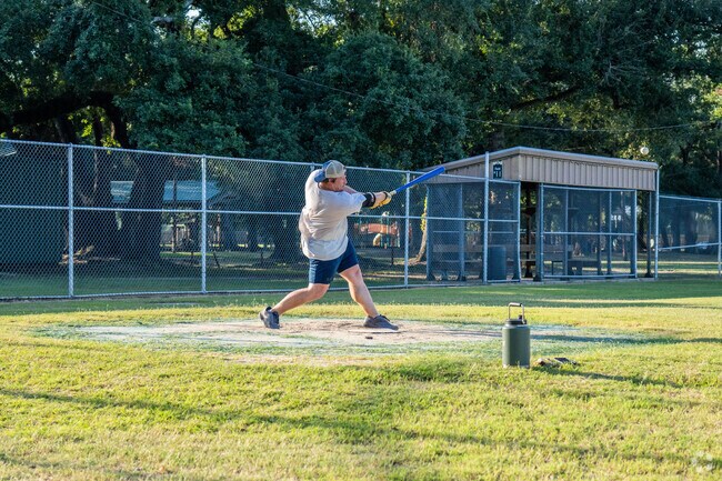 Baseball players get batting practice in at Frasch Park near Beverly Hills.