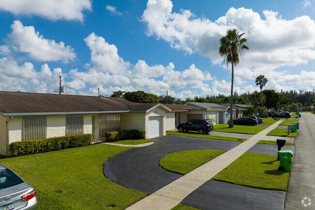 Circle driveways and neat front yards are common in Welleby’s residential streets.