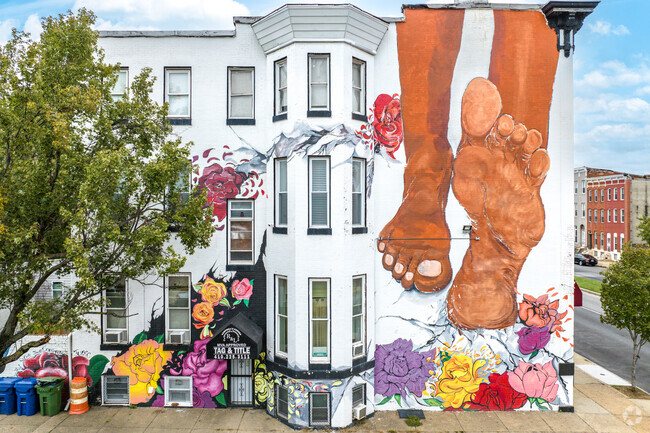 Midtown Edmondson has beautiful murals that make the neighborhood lively.