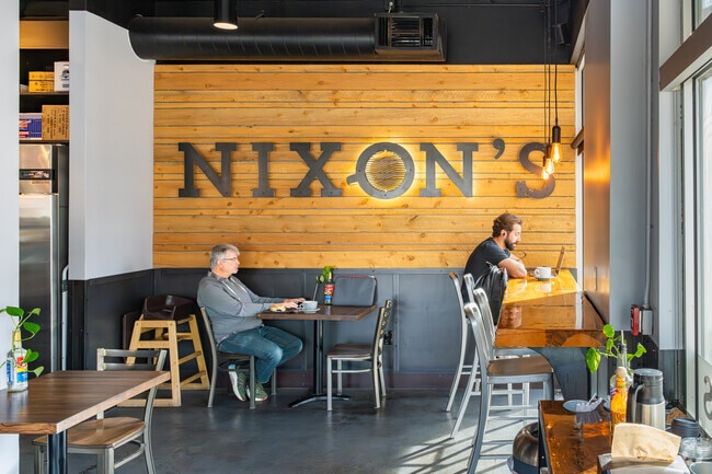 Englewood residents enjoy their Nixon's coffee while getting work done.