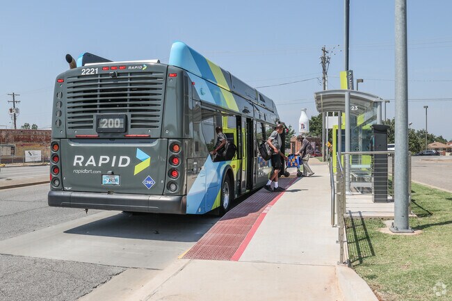 Take the Embark bus from Cleveland UCD to the greater Oklahoma City metro.