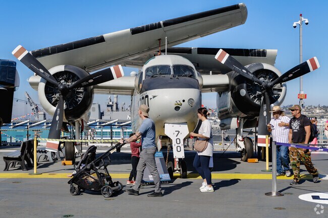 The top deck of the USS Midway showcases WWII planes at the Salute to Service Festival.