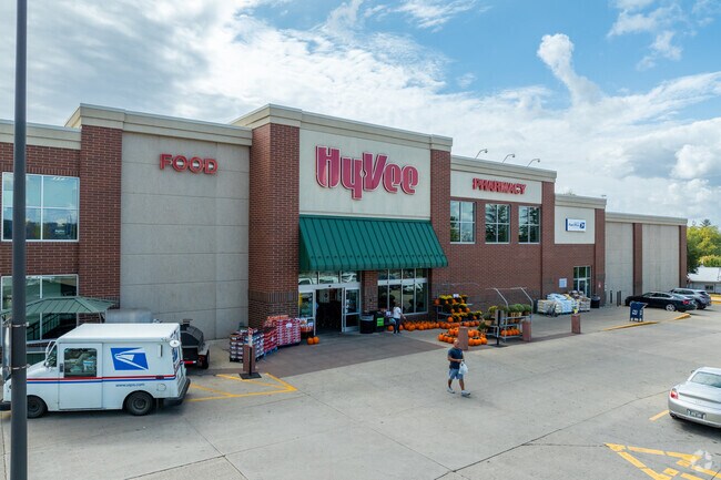 The local Hy-Vee store is about 5 miles south of Greenbrier.