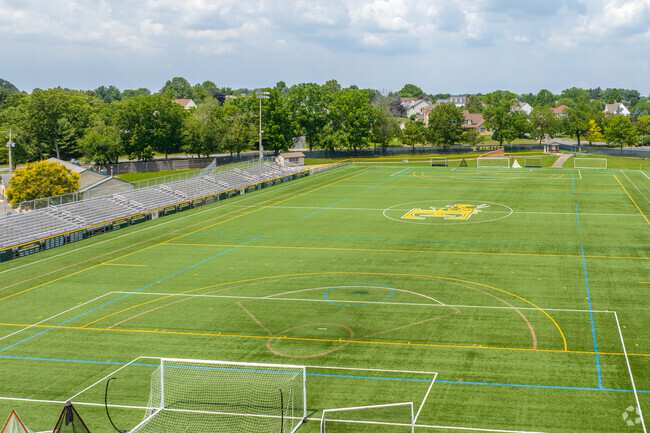 A turf field at Emmaus High School doubles as a soccer and lacrosse field.