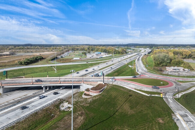 Interstate 69 runs through the Frances-Stones Crossing neighborhood.