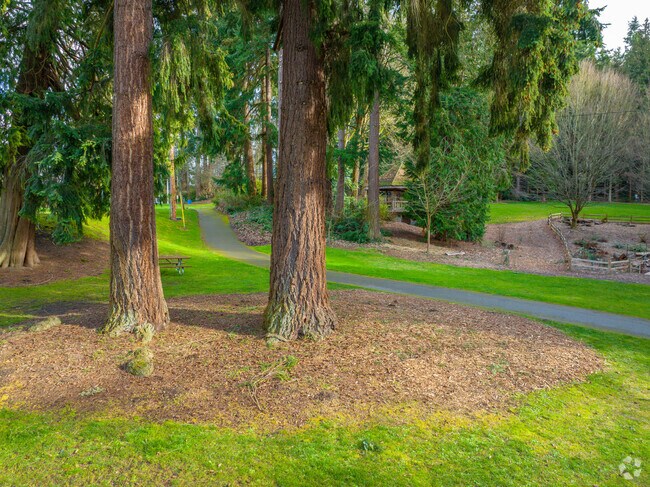 Residents walking leashed dogs can be found on the walking paths at Edmonds City Park.