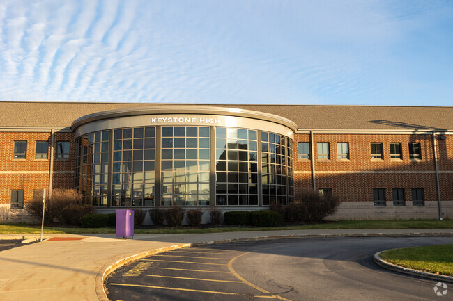The beautifully updated entrance of Keystone High School.