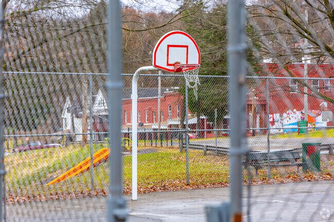 Hunter Park's basketball courts is well kept and often used by local residents.