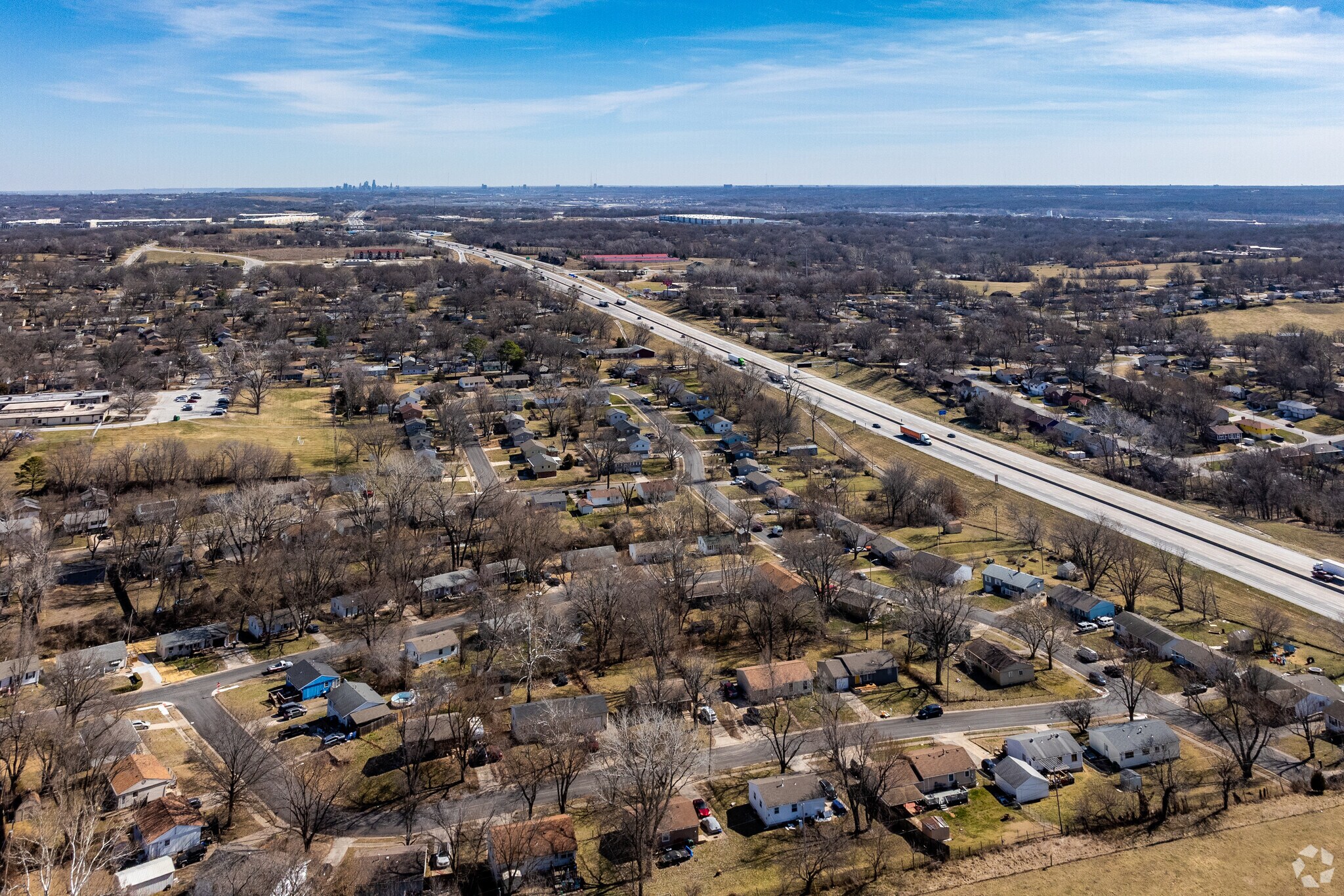 Victory Hills is bordered by the major thoroughfare of I-70 and I-435.