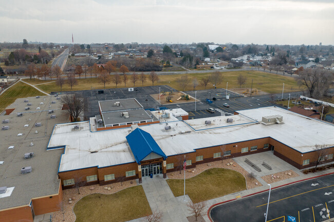 Aerial view of Shelly Elementary School located in the American Fork neighborhood.
