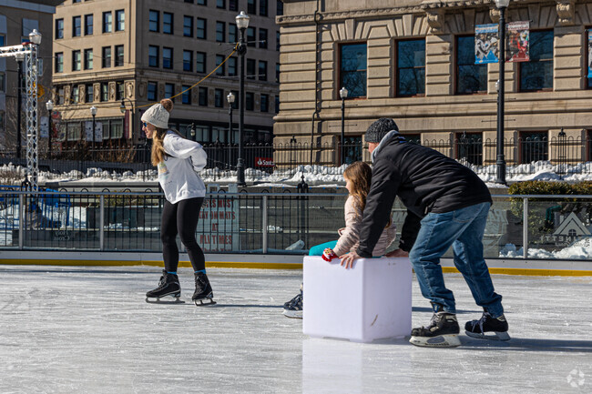 Residents of Indian Hill can enjoy skating around with their family at the public rink downtown.