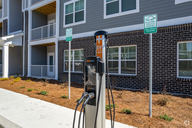 Car charging stations throughout property