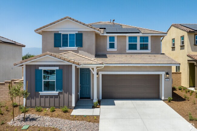 New home build with energy efficient solar seen in West Redlands.