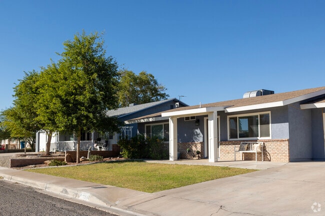 Some homes feature drought-resistant landscaping.