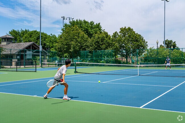 Enjoy a game of tennis at the courts of North Park in Lincolnshire.