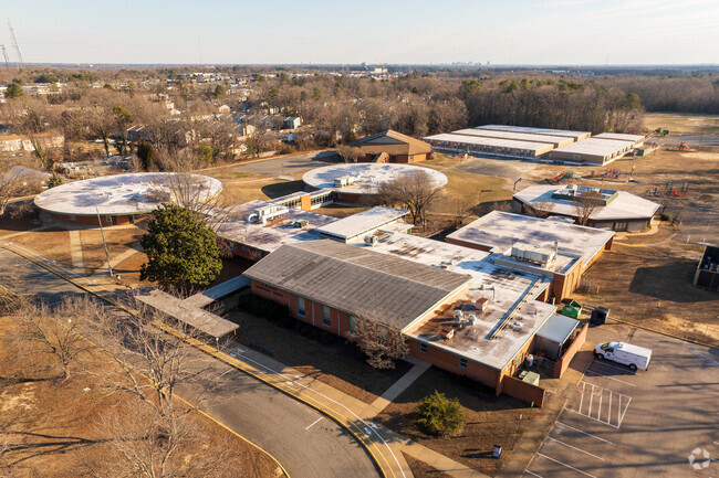 An aerial view of A.M. Davis Elementary School.