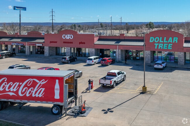 Chain stores and discount stores can be found along I-40 in Sallisaw.