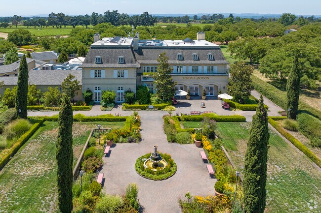 Palatial ground of Kendal Jackson winery in Fulton, California are visited by tourists daily.