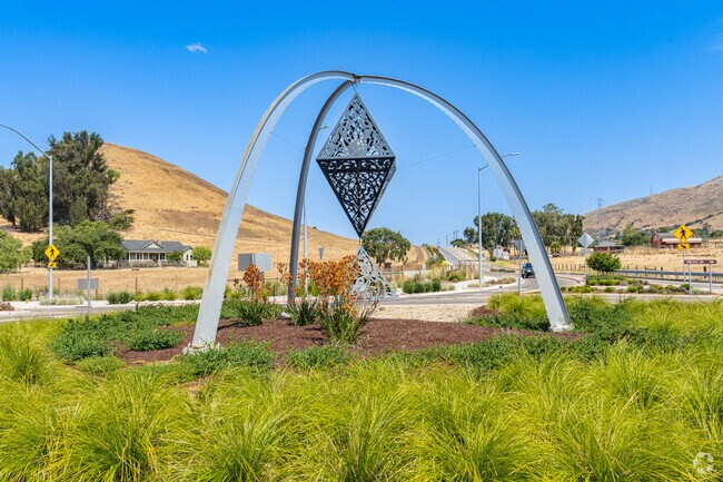 A large unique sculpture adds character to the roundabout in Islay.