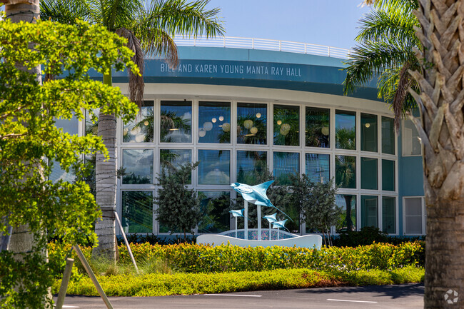 Marco Island Academy has a large Manta Ray sculpture in front of the building.