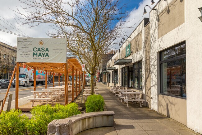 Plenty of outdoor sitting on N. Denver Ave. in front of Casa Maya in the Kenton Neighborhood.