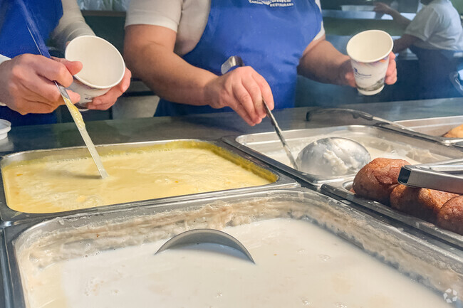 Maywood's Guatemalteca Bakery serves a warm and soothing atol de elote or sweet corn drink.