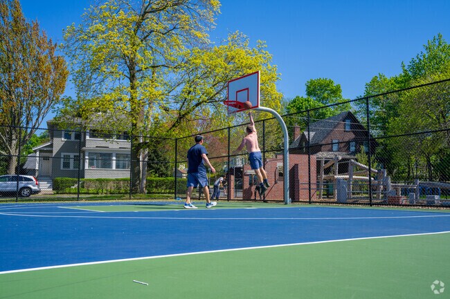 Ball up on the courts at the Town Field in Waverley Square.