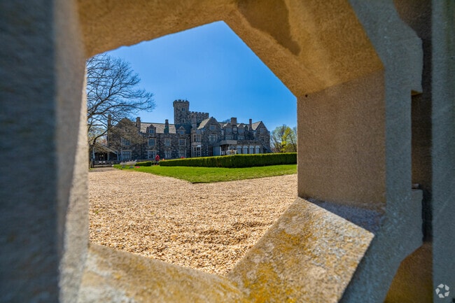 Stunning stone fences surround the Hempstead House in Sands Point.