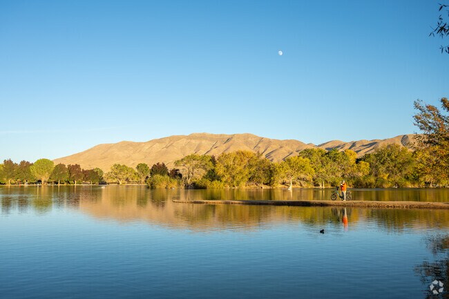 Enjoy the views of Hesperia Lake, a popular fishing destination for locals.
