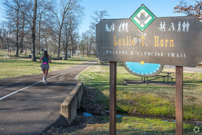 Runners stay fit at the Leslie T. Horn Walking & Exercise Trail in Corinth City Park.